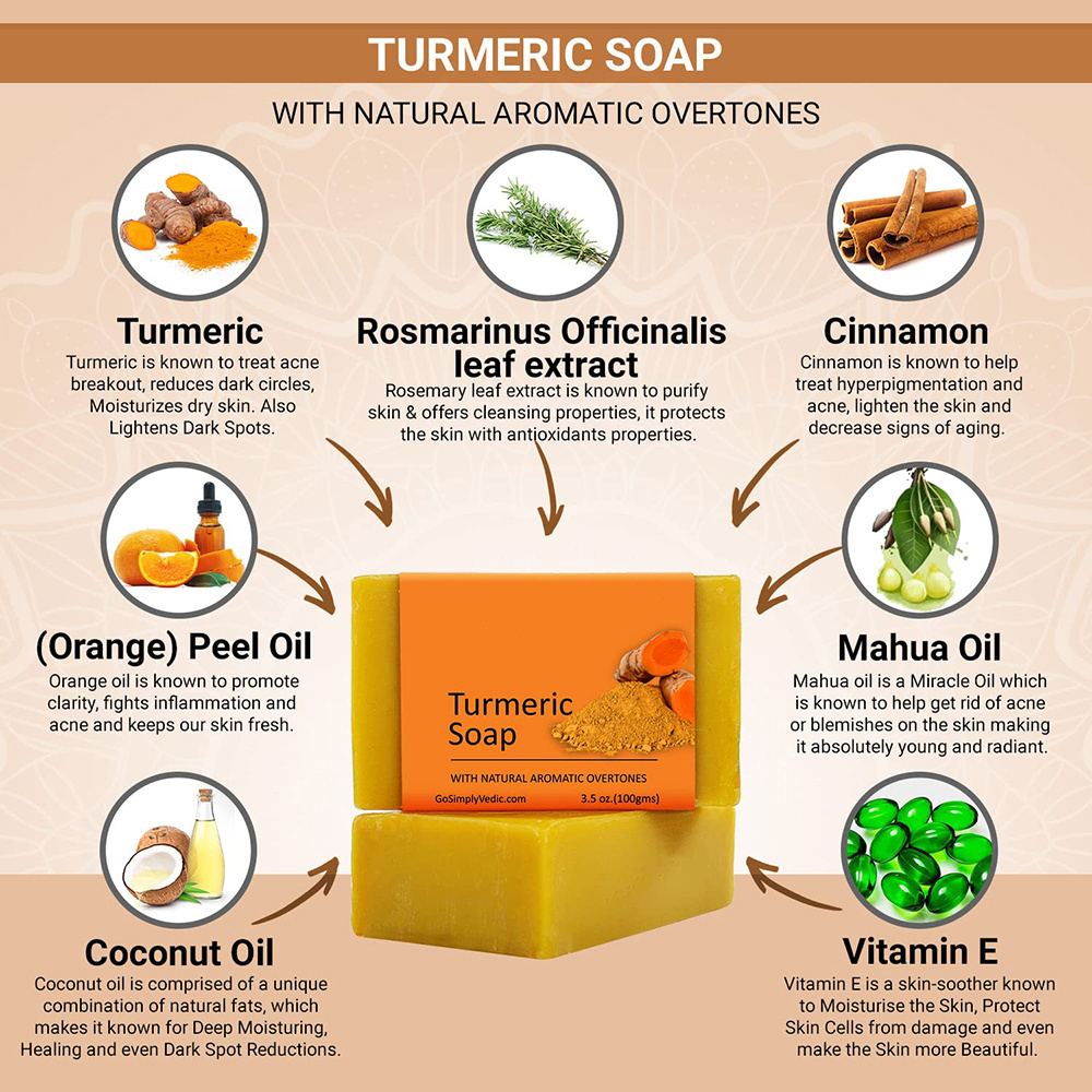 Wholesale Fights Acne And Reduces Dark Spots Turmeric Soap With All Natural Gentle Cleanser