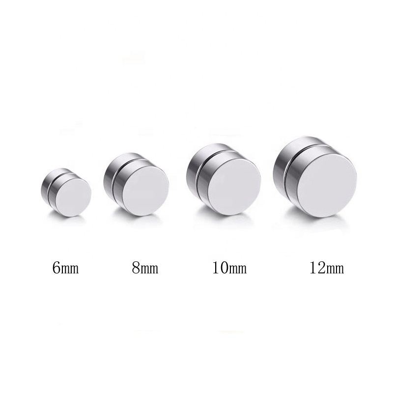 Stainless steel fashion unisex colour round super magnetic titanium magnet clip on earrings for men women jewelry no ear hole