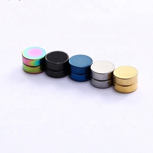 Stainless steel fashion unisex colour round super magnetic titanium magnet clip on earrings for men women jewelry no ear hole