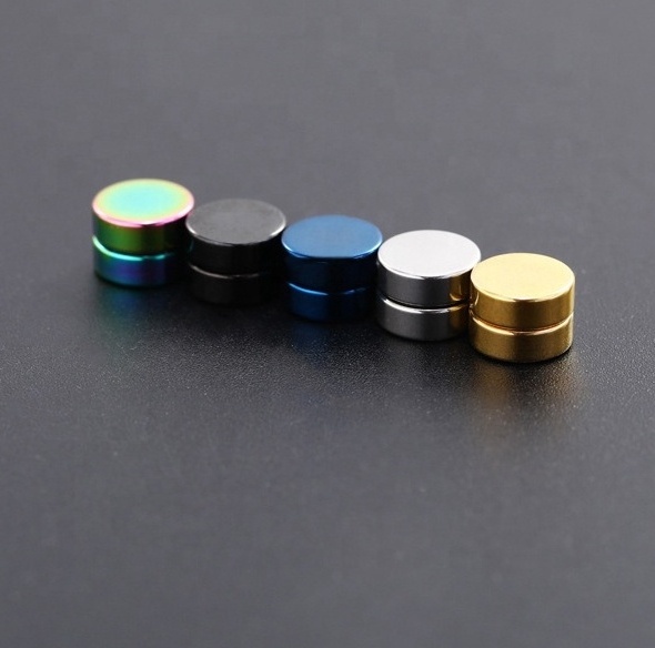 Stainless steel fashion unisex colour round super magnetic titanium magnet clip on earrings for men women jewelry no ear hole