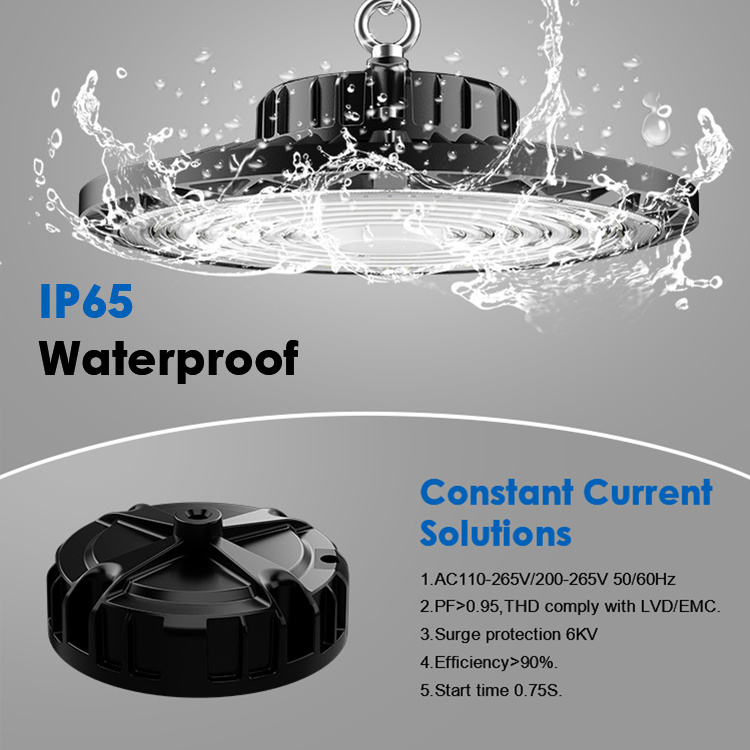 High Lumen Outdoor Indoor IP65 Waterproof Warehouse Round UFO Lights Aluminum 100 150 200 Watt Led High Bay Light