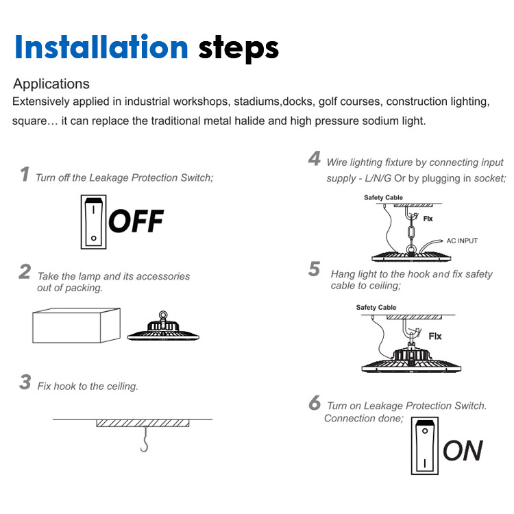 High Lumen Outdoor Indoor IP65 Waterproof Warehouse Round UFO Lights Aluminum 100 150 200 Watt Led High Bay Light