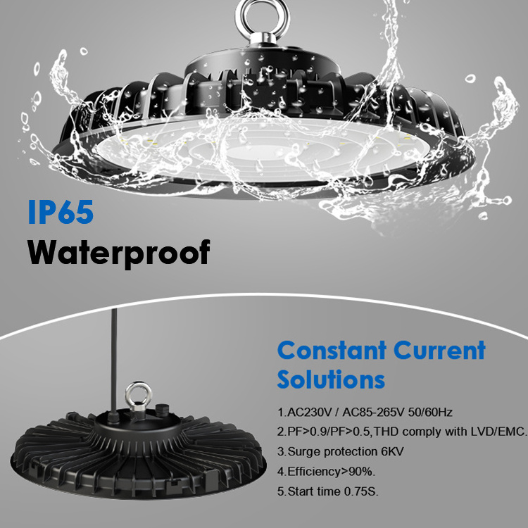 Industrial Workshop Warehouse Highbay Lighting IP65 Waterproof SMD 3030 100W 150W 200W UFO LED High Bay Light