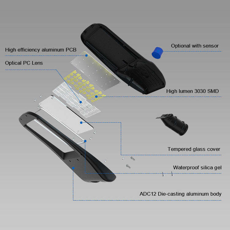 New design Super Bright Die Casting Aluminum Durable IP65 Waterproof Smd 100w 150w 200w 240w Led Street Light