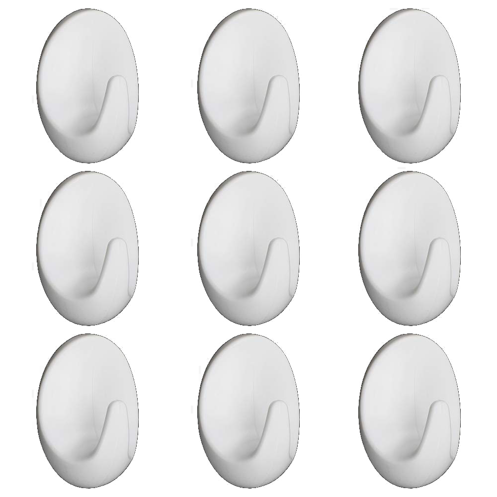 Wall Hooks White Self Adhesive Hooks for Hanging Towel Robe Coat Plastic Oval Wall Hanger Hooks Use in Bathroom Kitchen Hold