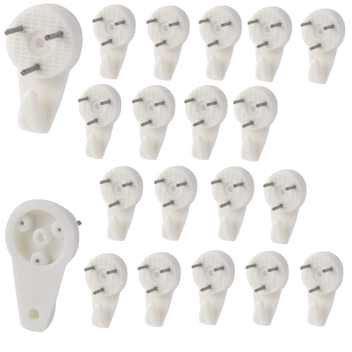 30mm 3 pin Picture Hooks for Hard Wall Picture Hanging Kit Non-Trace Hard Wall Hanger Hook White Picture Hanger Set