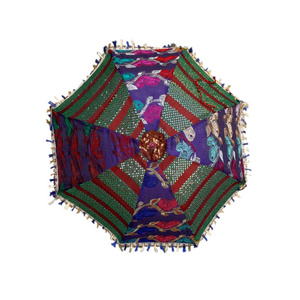 Handmade bohemian cotton fashion multi colored embroidered parasols Indian handmade sun shade protection umbrella