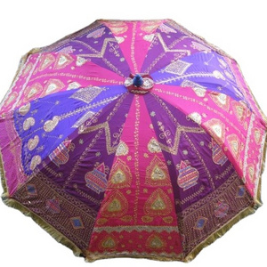 Wholesale Indian handmade antique embroidery garden Umbrella handcrafted large decorative sun parasols