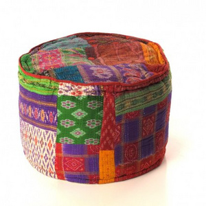 Wholesale Patchwork Boho Ottoman Pouffe Foot Stool Large Ottoman Round Floor Cover Hippie Furniture Decor Ottoman Cover