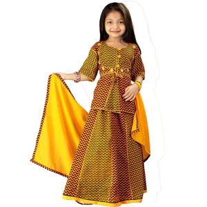 Beautiful Handmade Traditional  Cotton Lehanga Choli For Kids, Ethnic Garba Dance Costumes