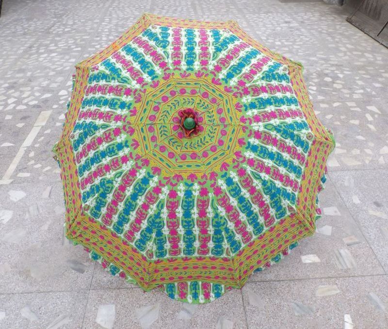 Wholesale Indian handmade antique embroidery garden Umbrella handcrafted large decorative sun parasols