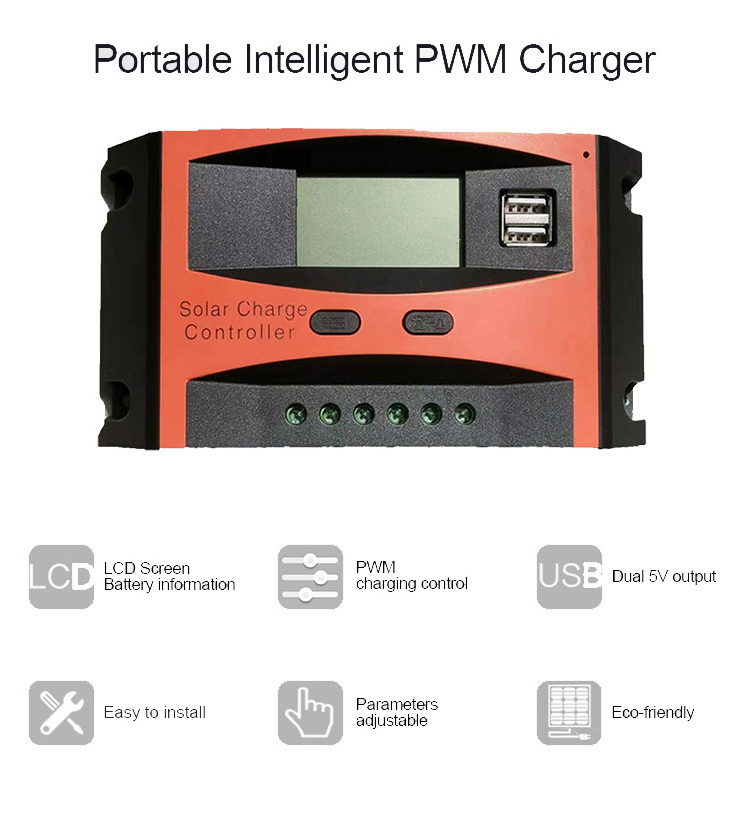 pwm solar charge controller charger 12v 24v 48v 5a 10a 15a 20a 30a Max Light Auto Acid Power Battery