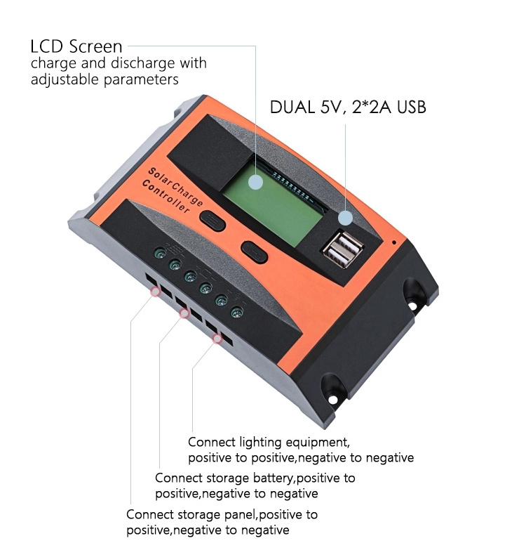 pwm solar charge controller charger 12v 24v 48v 5a 10a 15a 20a 30a Max Light Auto Acid Power Battery