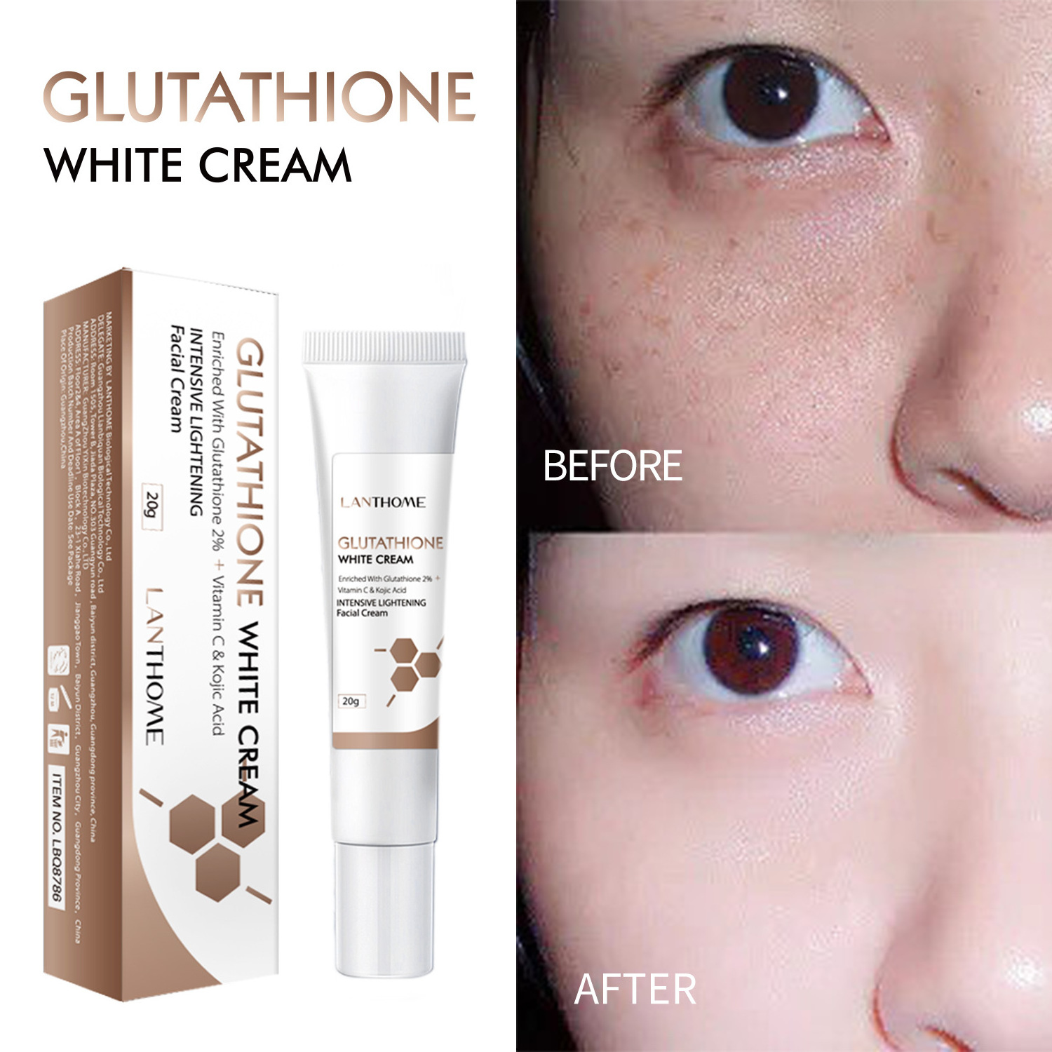 Custom Logo Arbutin Anti Dark Spot Aging Wrinkle Strong Skin Care  Face Cream Whitening Glutathione Cream