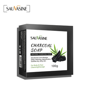 OEM Organic Oil Control Acne Tighten Pore Whitening Handmade Black Activated Bamboo Charcoal Soap