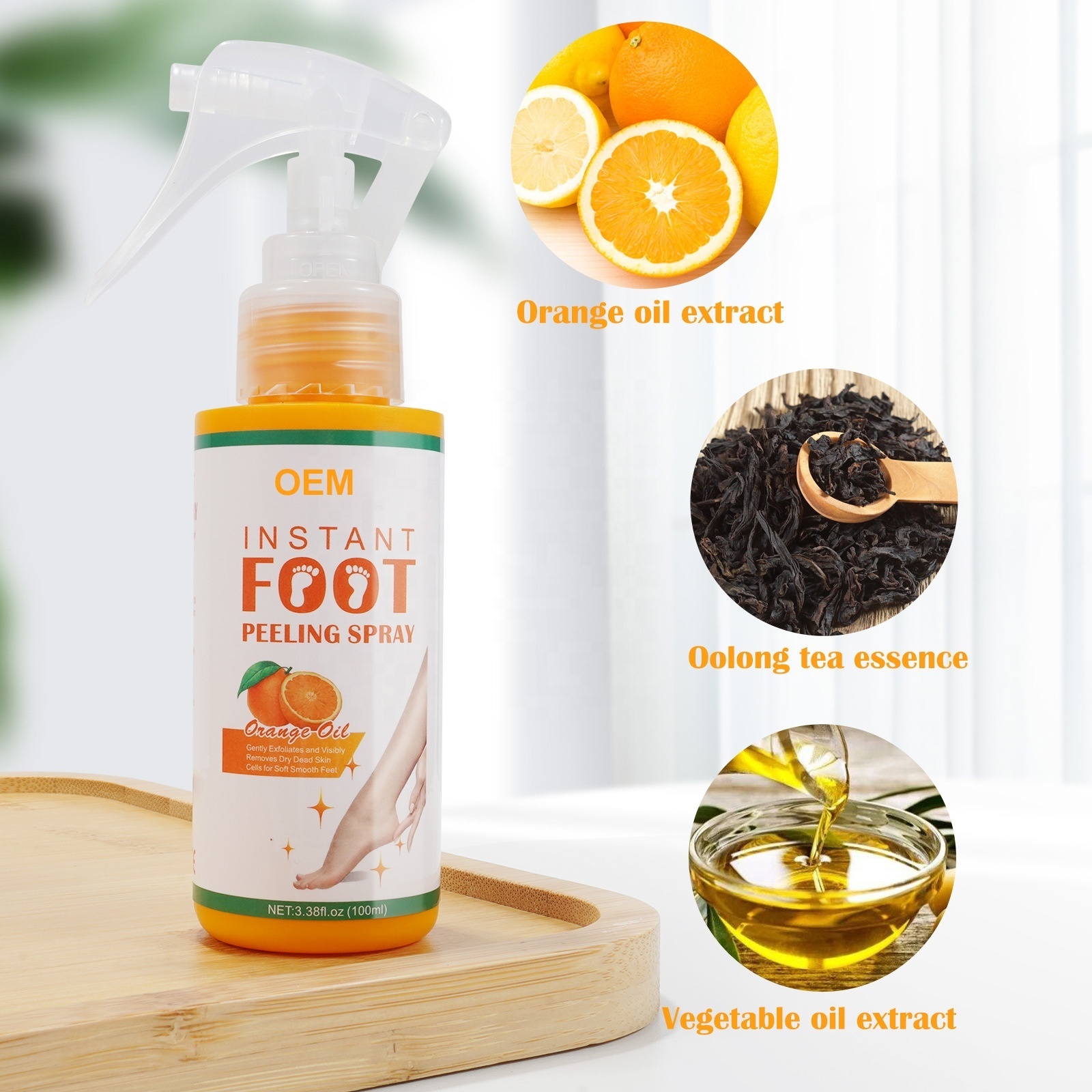 Foot exfoliator Spray Gently Dead Skin Calluses Removal Without Damaging Skin Orange Foot Peeling Spray