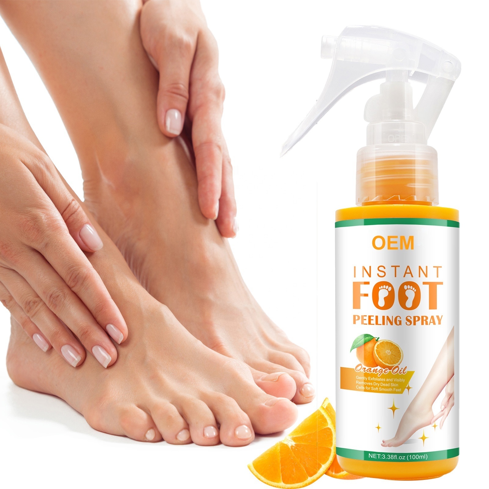 Foot exfoliator Spray Gently Dead Skin Calluses Removal Without Damaging Skin Orange Foot Peeling Spray