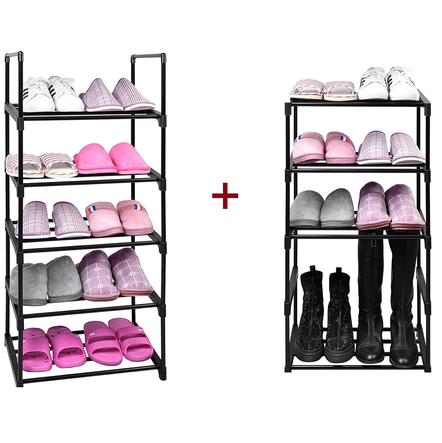 10-Tier Shoe Storage Organiser Narrow Tall Shoe Rack for Entryway Metal Sturdy Shoe Shelf Easy to Assemble