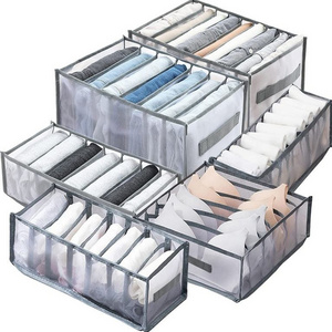 Storage Box Closet Clothes Drawer Mesh Separation Box Stacking Pants Drawer Divider Home Organizer With Handle Foldable