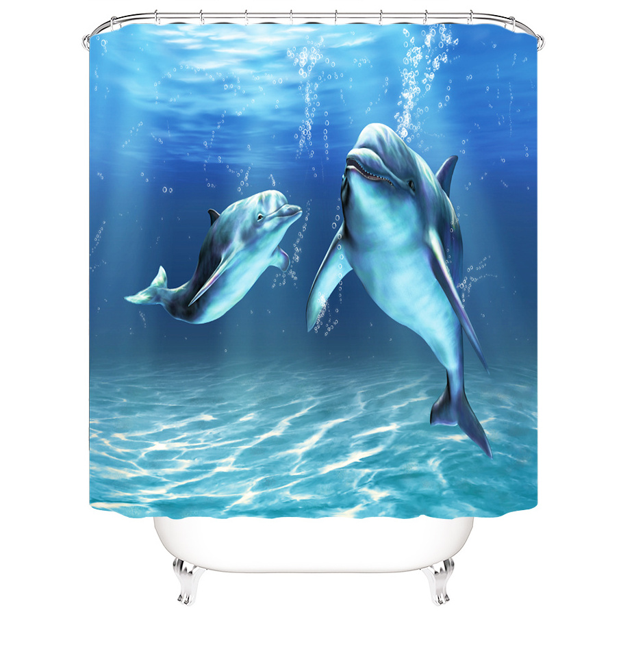 Bathroom Shower Curtain Polyester Waterproof Shower Curtain And Bath Mat Set