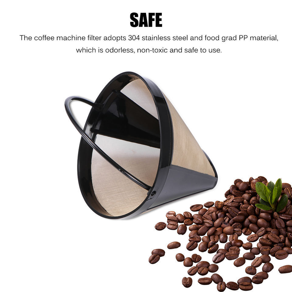 Permanent Basket-Style Reusable Gold Coffee Filter designed fits Coffee Makers and Brewer