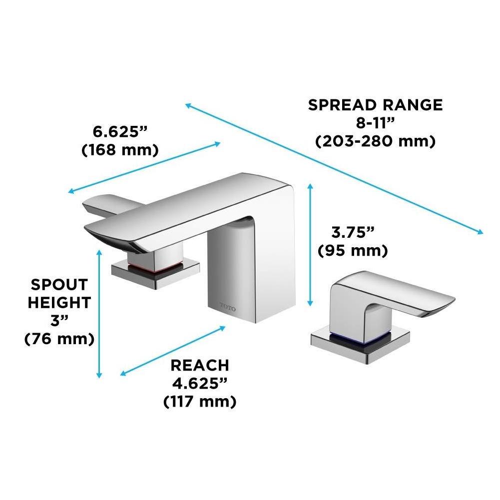 TOTO TLG02201U#CP Gr 1.2 GPM Two Handle Widespread Bathroom Sink Faucet, Polished Chrome