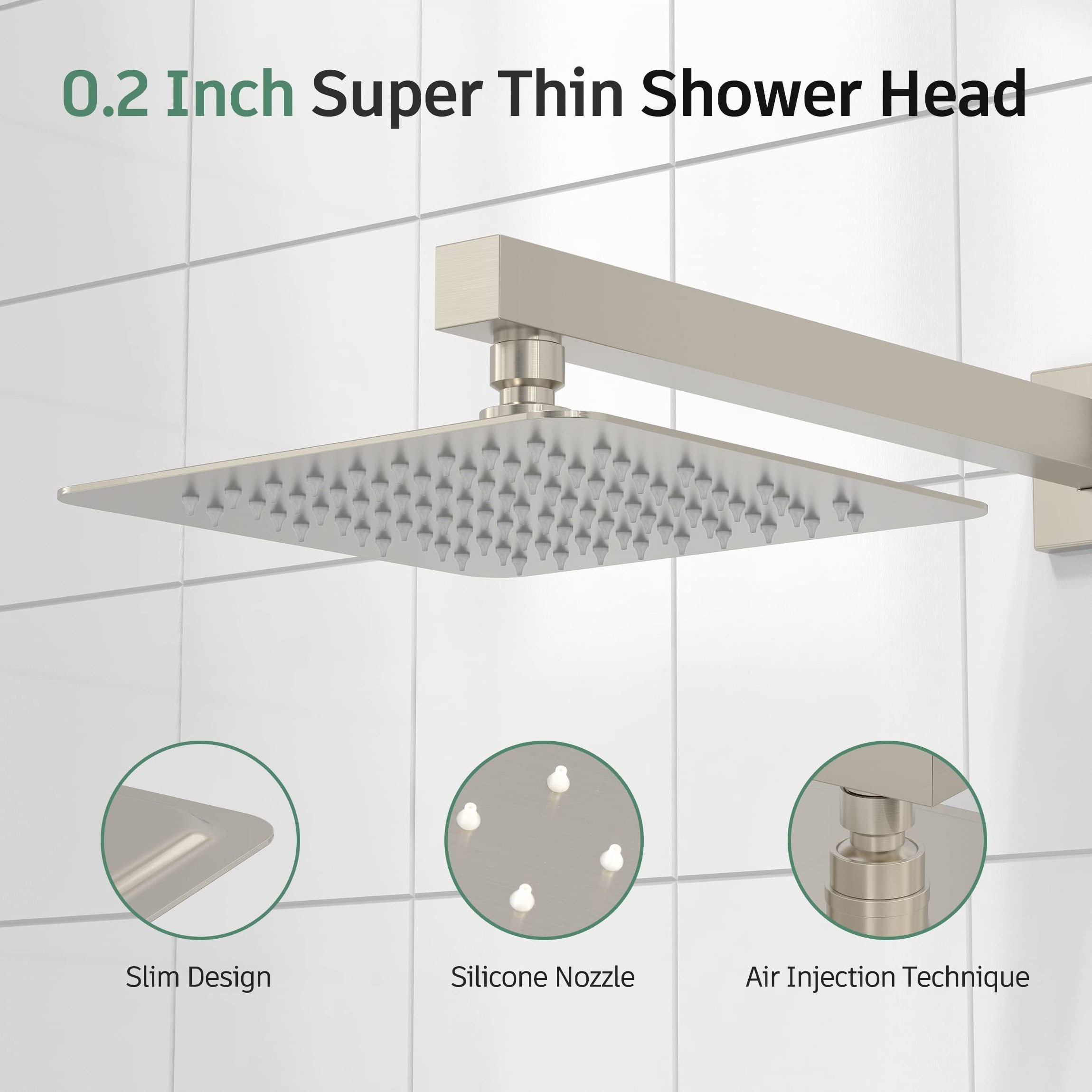 Shower System Matte Black Shower Faucet Set All Metal Luxury Wall Mounted 10 Inch Rain Shower Head Faucet Set