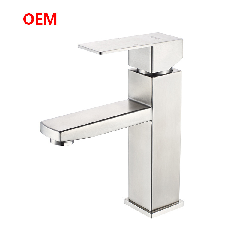 SUS 304 FAUCET Stainless steel Bathroom nickel Brushed Basin Faucet  Torneira Sink Faucet