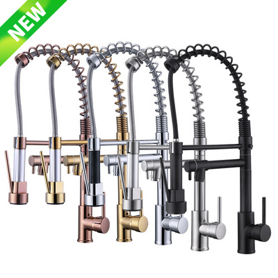 Brass Spring torneira monocomando gourmet de cozinha goumert pull down out Tap kitchen sink taps gold faucet