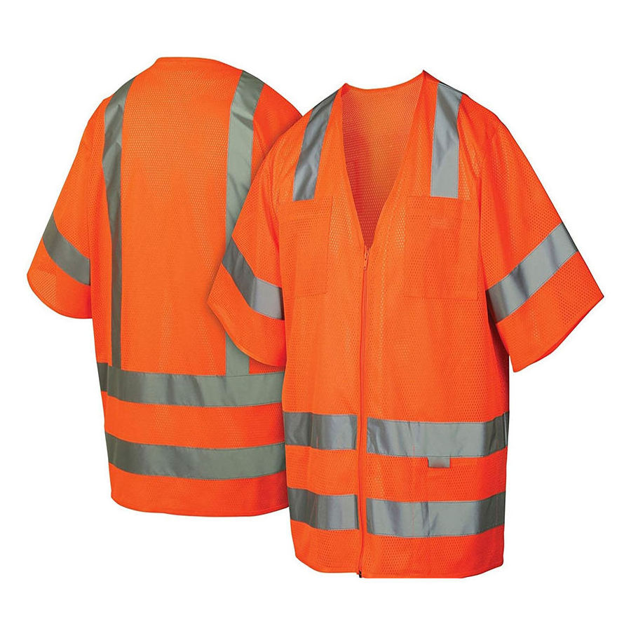 Customize Multi Pockets Zipper Front for Men Women High Visibility Work Running Vest Meets ANSI/ISEA Standards