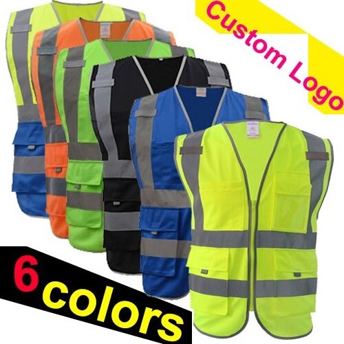 Zip Pocket Security Waistcoats Jacket Work wear Vests Hi-Viz Work wear High Visibility Bomber Safety Vest Waterproof