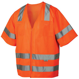 Customize Multi Pockets Zipper Front for Men Women High Visibility Work Running Vest Meets ANSI/ISEA Standards