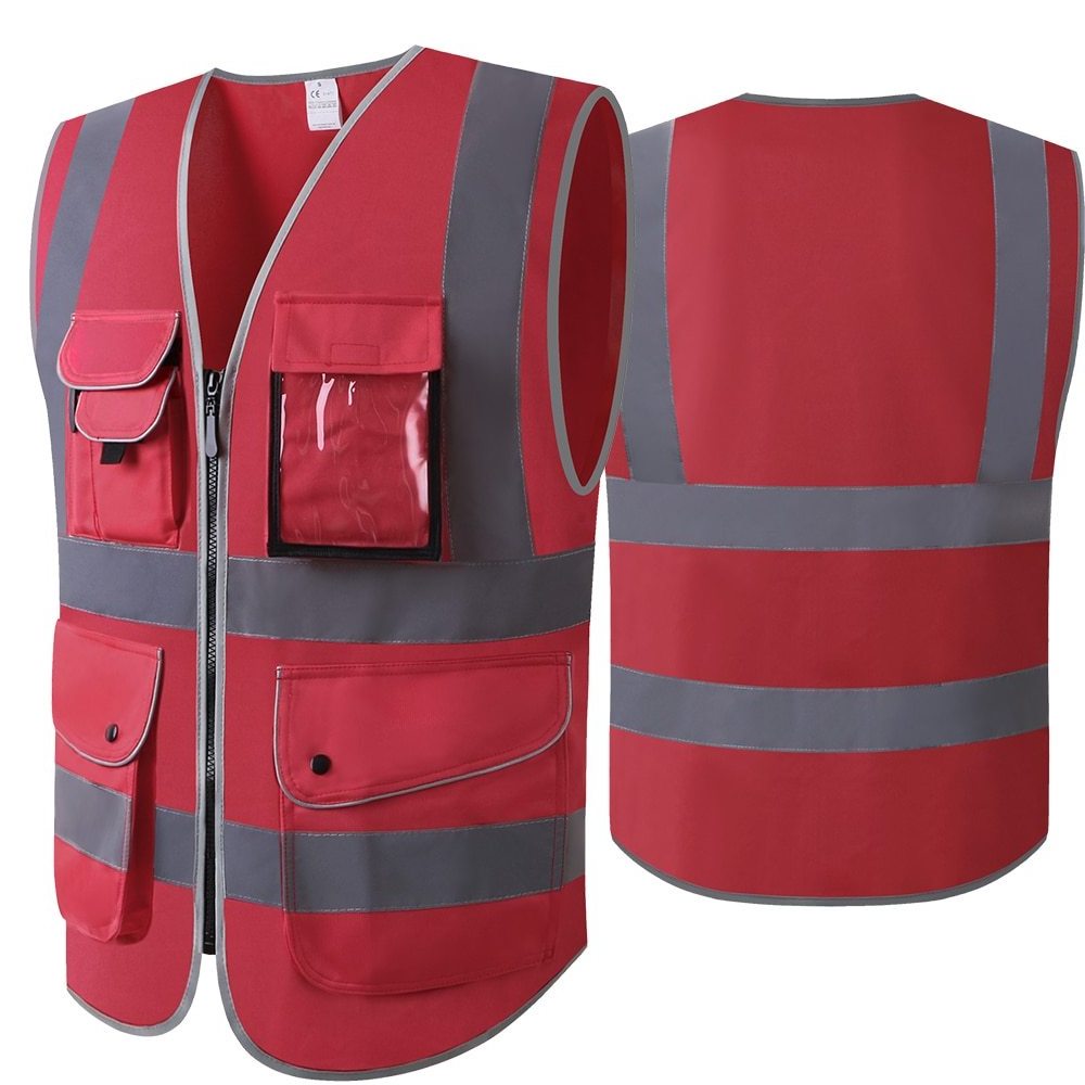 Zip Pocket Security Waistcoats Jacket Work wear Vests Hi-Viz Work wear High Visibility Bomber Safety Vest Waterproof