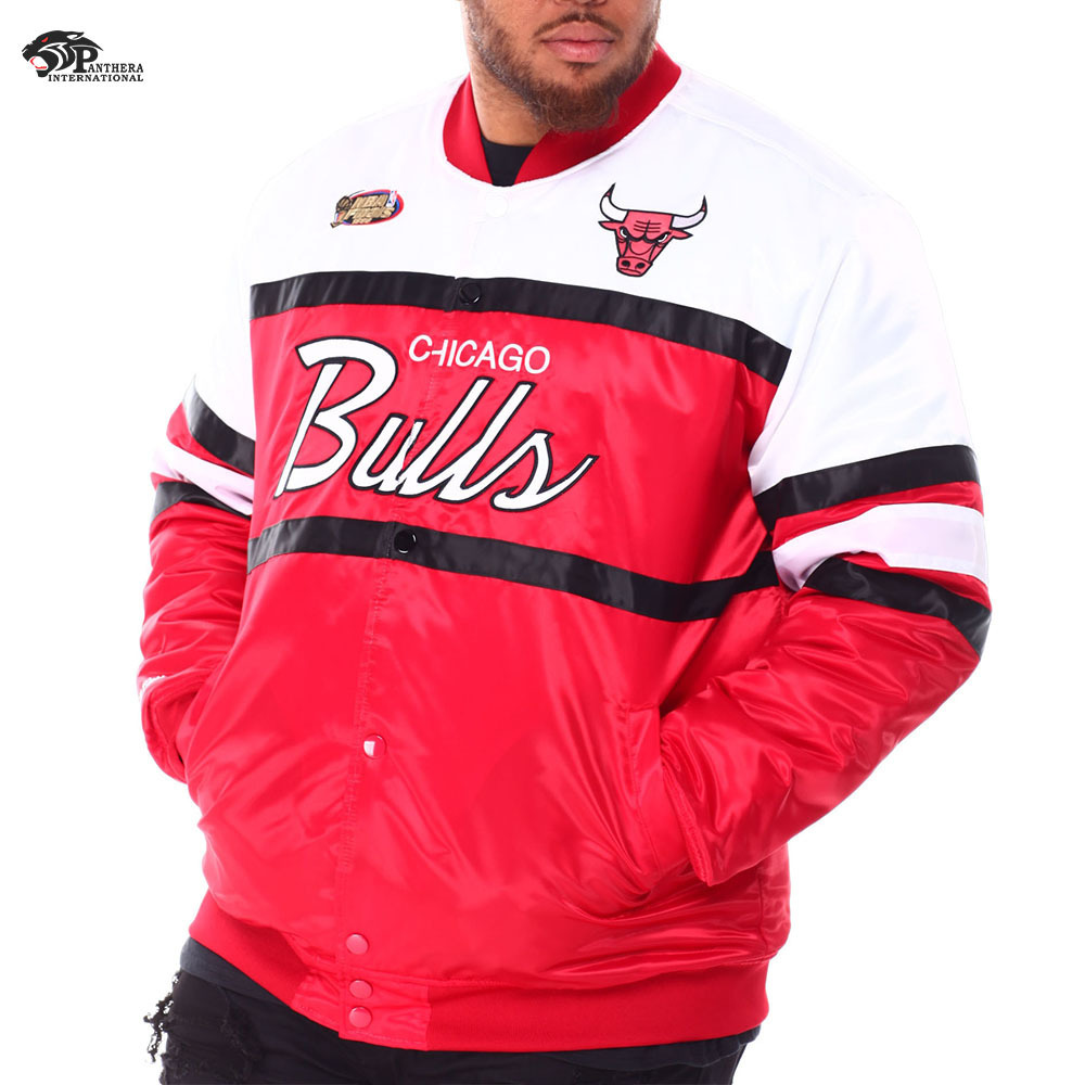 OEM Service Mens Custom Satin Embroidered Baseball Bomber Jacket College Jacket Lettermen Bulls Satin Baseball Jacket