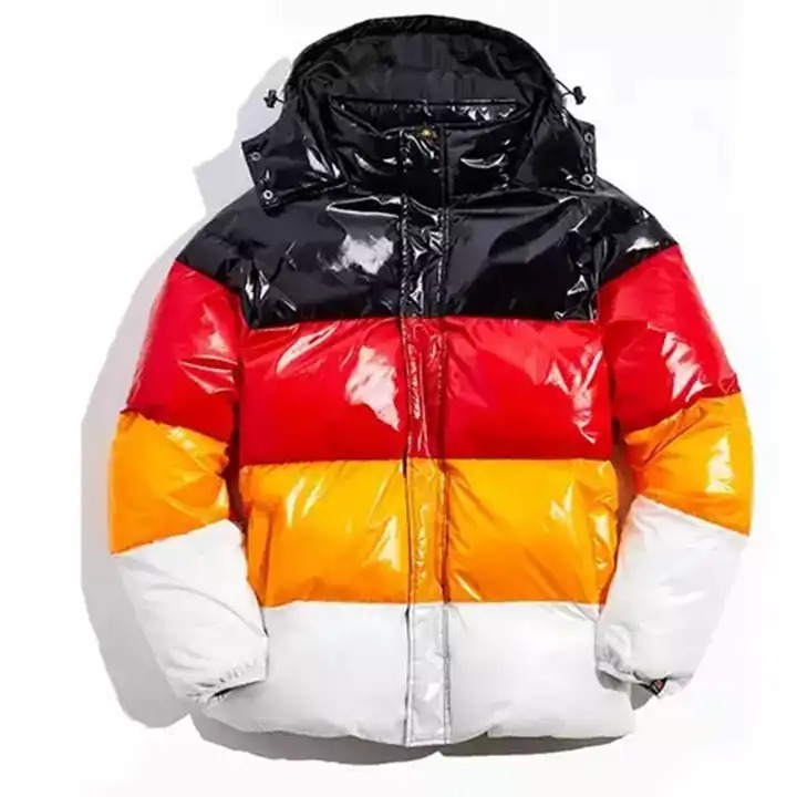 Fashion Down Coat Men's Bright Trend Hooded Short Thick Winter Bomber Shiny Puffer Men's Jacket