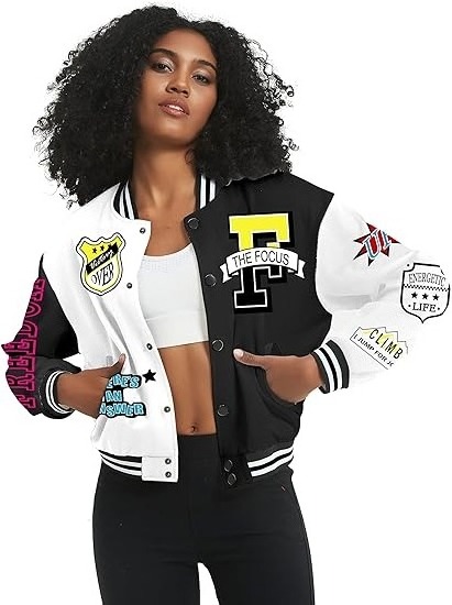 Hight Quality Wool Body Women Varsity Jackets With Leather Sleeve Winter Collection Street Wear Ladies Varsity Jackets