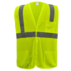 Safety Waistcoat High Visibility Vest Wholesale Fluorescent High Visibility Reflective Tapes Safety Work wear Vest For Unisex