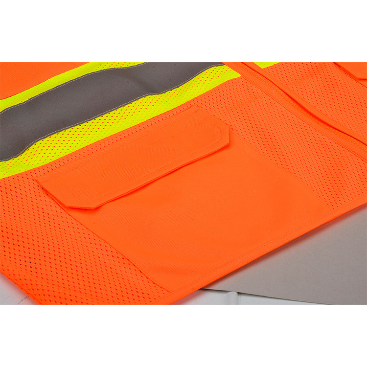 Safety Vest Reflective With Pockets Zipper High Visibility Reflective Stripes Multi Pockets Hi Vis Mesh Vest For Men