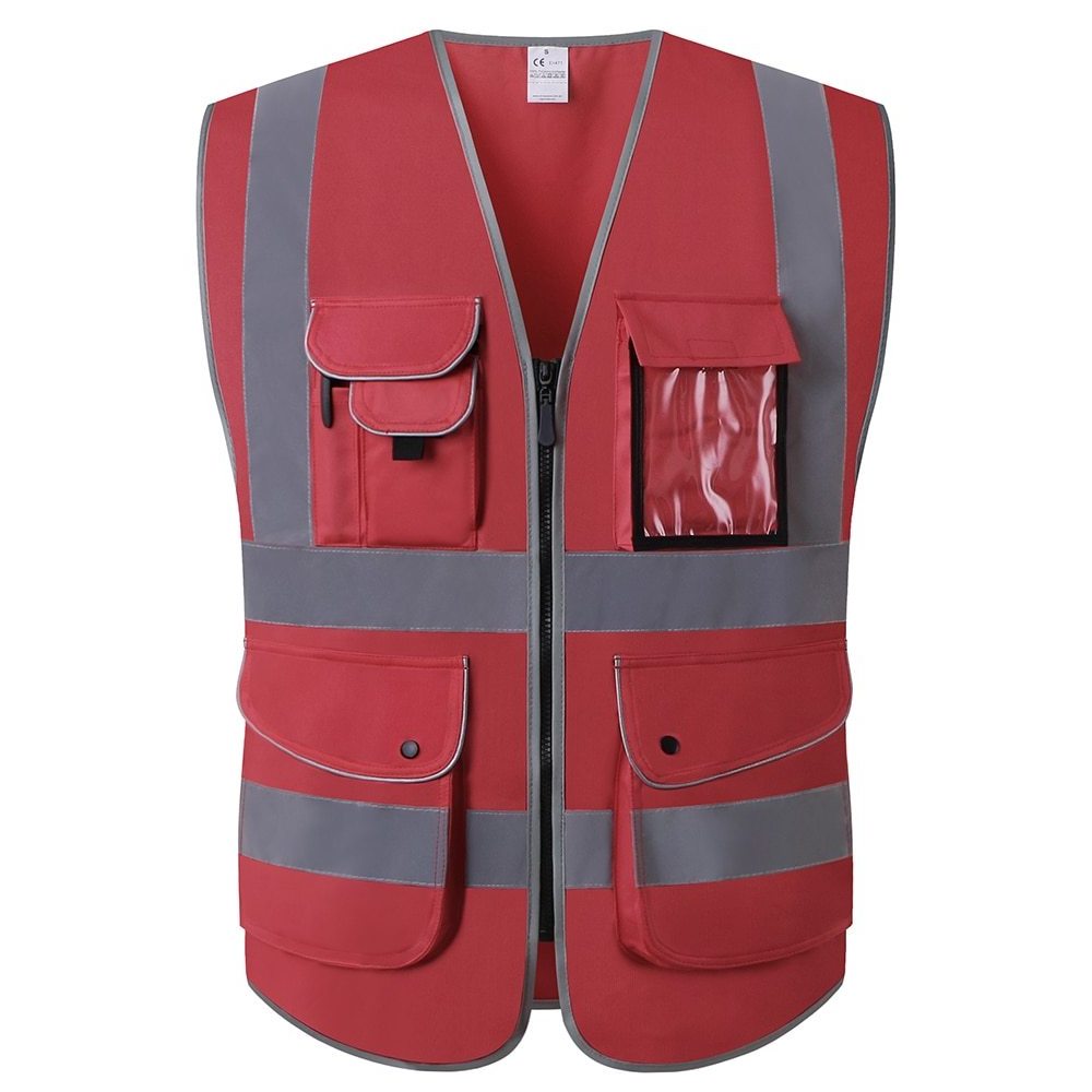 Zip Pocket Security Waistcoats Jacket Work wear Vests Hi-Viz Work wear High Visibility Bomber Safety Vest Waterproof