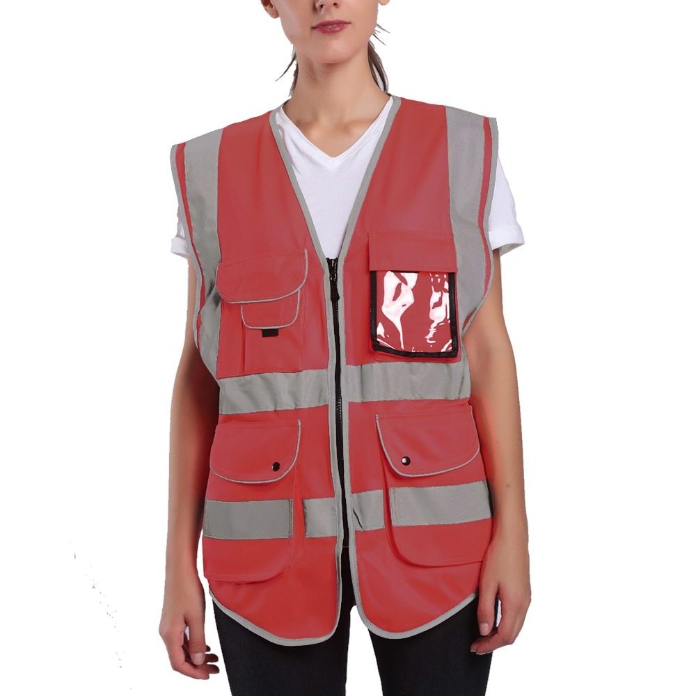 Zip Pocket Security Waistcoats Jacket Work wear Vests Hi-Viz Work wear High Visibility Bomber Safety Vest Waterproof