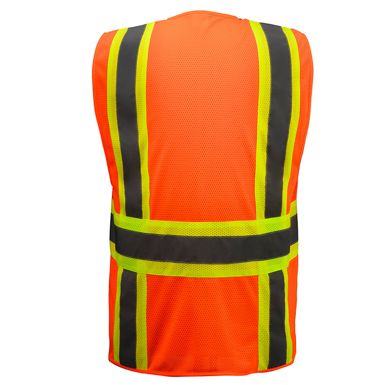 Safety Vest Reflective With Pockets Zipper High Visibility Reflective Stripes Multi Pockets Hi Vis Mesh Vest For Men