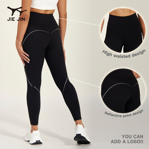 JIEJIN Custom Design Ladies High-Waisted Trainer Fitness Fashion Spandex Skin Tights Yoga Pants Leggings