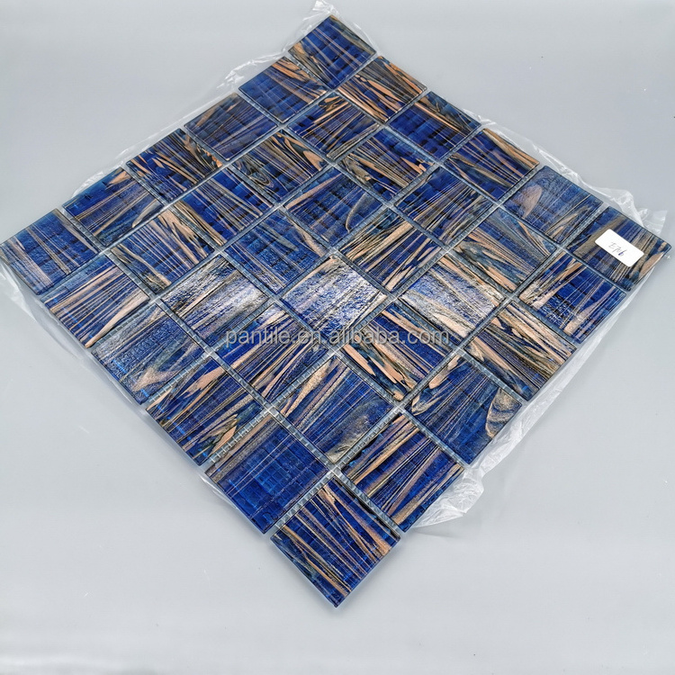 Emerald Royal Blue Glass Mosaic Tile Swimming Pool Clear Iridescent Glass Mosaic Tile For Wall Decoration Bathroom