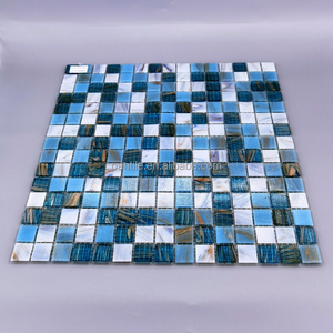 Pool Tile Mosaic Bathroom Floor Wall Blue Glass Art Tiles Mural For Bathroom Artist Mosaic Mural Flower Mosaic