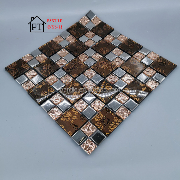 Wall Art Murals Glass Mosaic Tile Mural Brown Mosaic Tiles For Swimming Pool