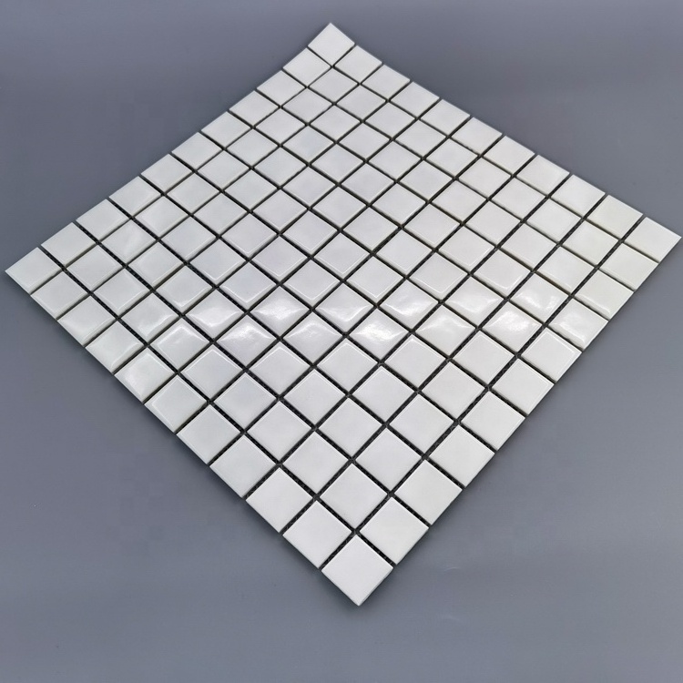 White Bathroom 25 25mm Mosaic Wall Tiles Ceramic Pool Porcelain Mosaic Tiles For Mosaic For Swimming Pool Decoration