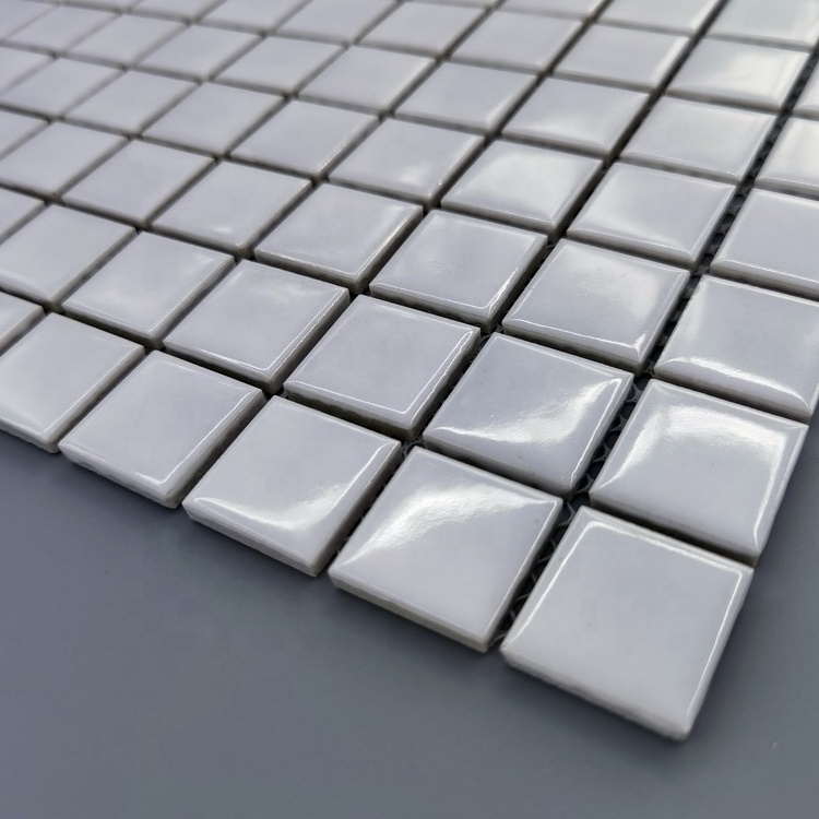 White Bathroom 25 25mm Mosaic Wall Tiles Ceramic Pool Porcelain Mosaic Tiles For Mosaic For Swimming Pool Decoration