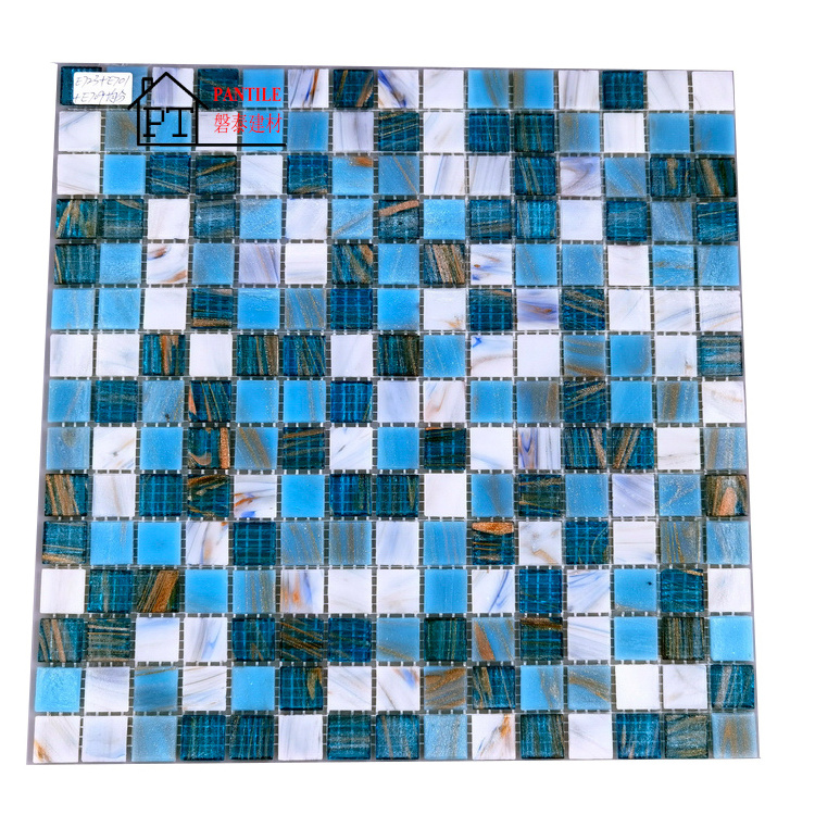 Pool Tile Mosaic Bathroom Floor Wall Blue Glass Art Tiles Mural For Bathroom Artist Mosaic Mural Flower Mosaic