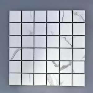 Bathroom Floor Mosaic Tile 300X300 Porcelain Grid Mosaic Sheet Tile White Color For Bathroom Porcelain Mosaic Tile