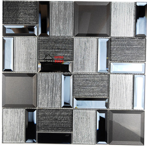 Original Moroccan Mosaic Tiles Zelliges Self Adhesive Mirror Grey Glass Mosaic For Bathroom